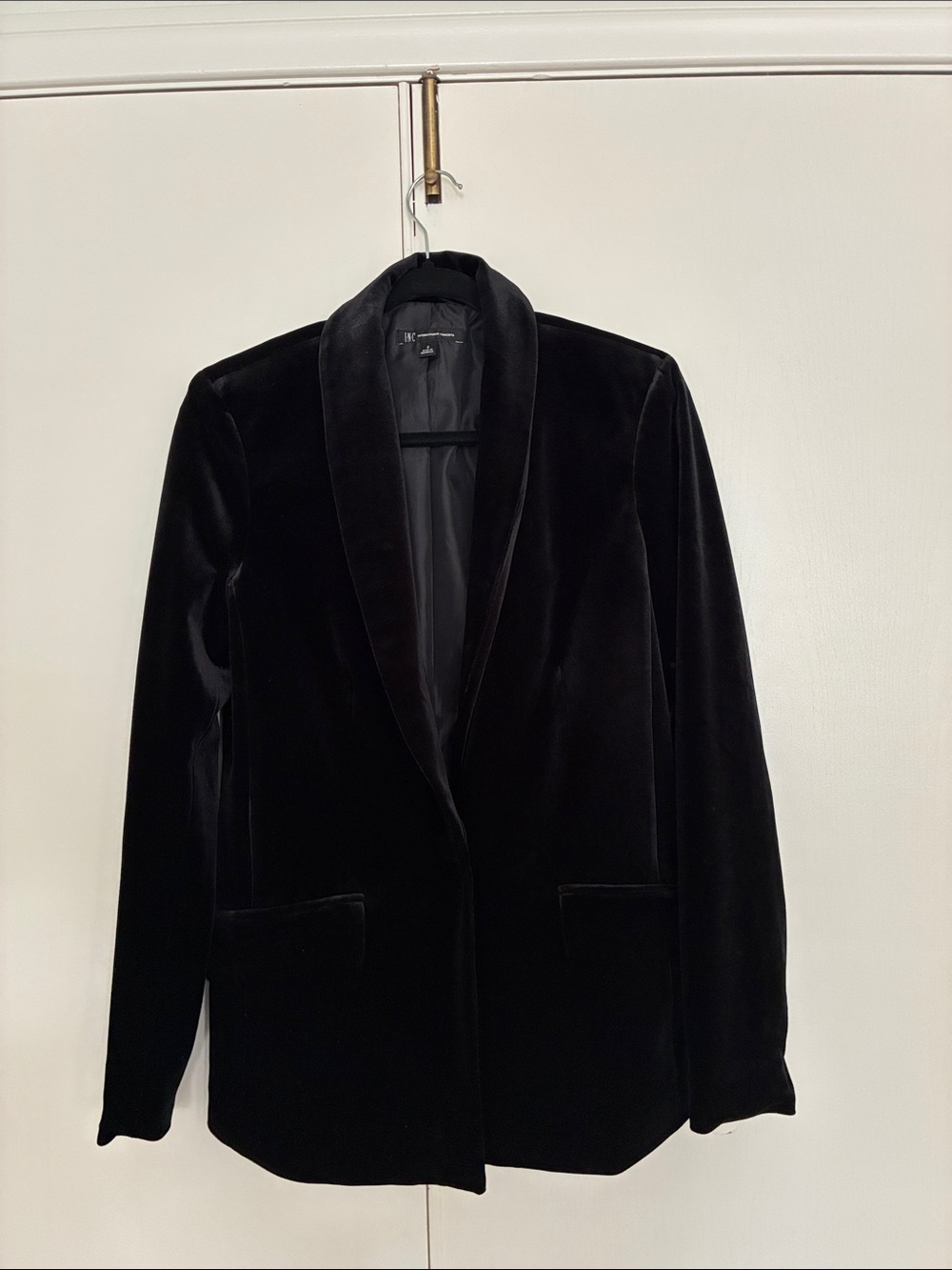 INC International Concepts Black Velvet Tuxedo Blazer